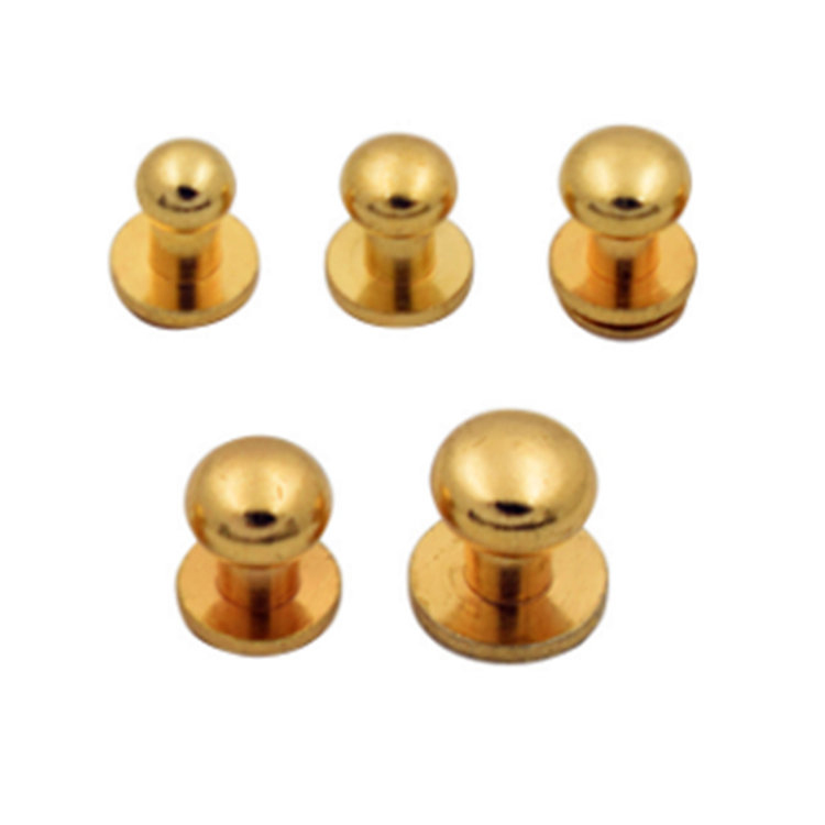 Pag-install ng head brass screwback button studs para sa leather bag