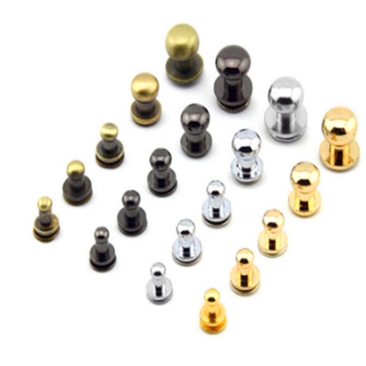 Round head brass screwback screw rivet pacifier nail para sa leather