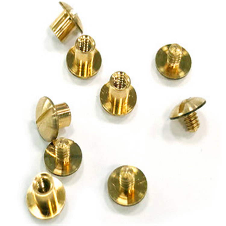 Brass Slotted chicago book binding screws para sa leather bag at wallet