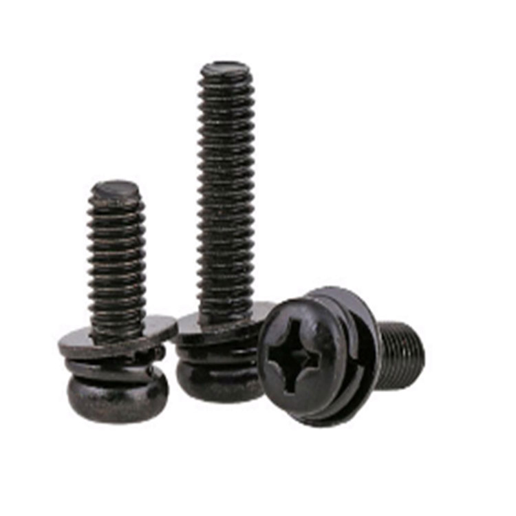 M2.5 promotional black round head cross triple combination screw