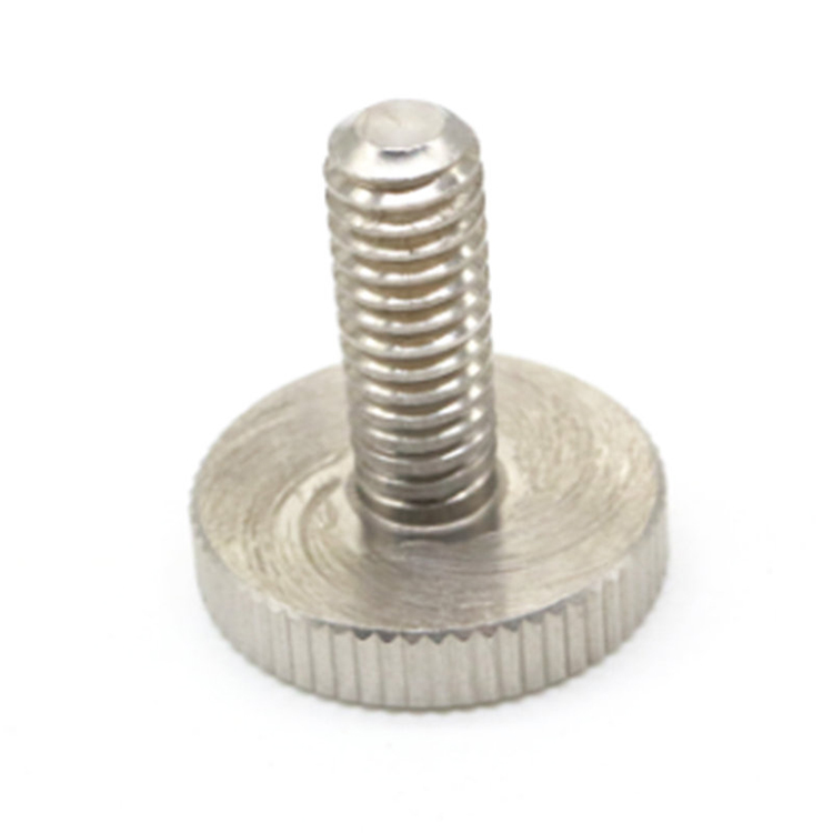 #2-20 Hand Screw Round Knurled Cylinder Flat Head Thumb Screw