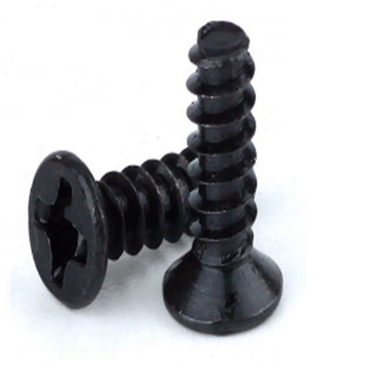 Itim na zinc countersunk head cross flat end self tapping screw