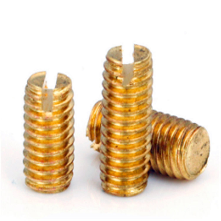 DIN 551 brass small slotted set screw na may flat point