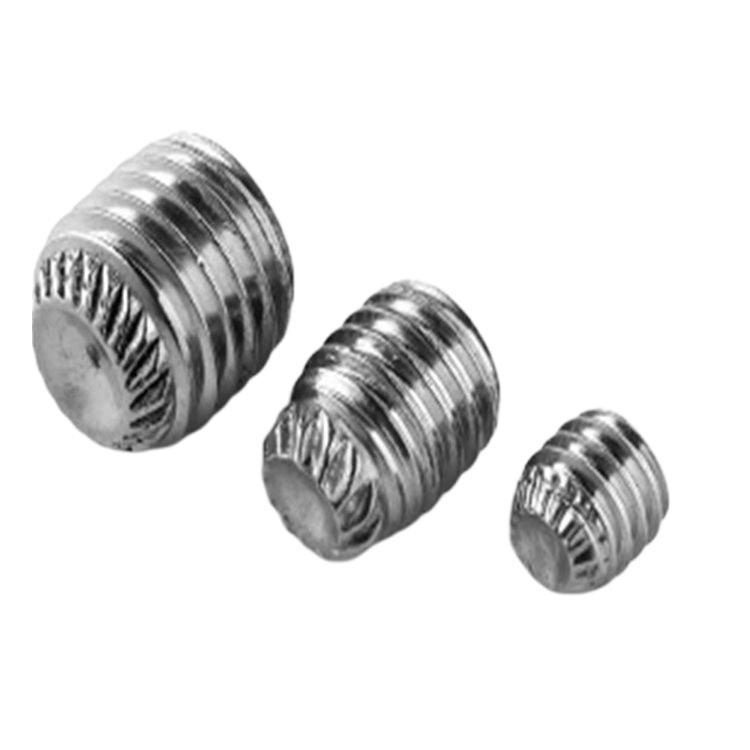 DIN 916K stainless steel knurled socket set screw na may cup point