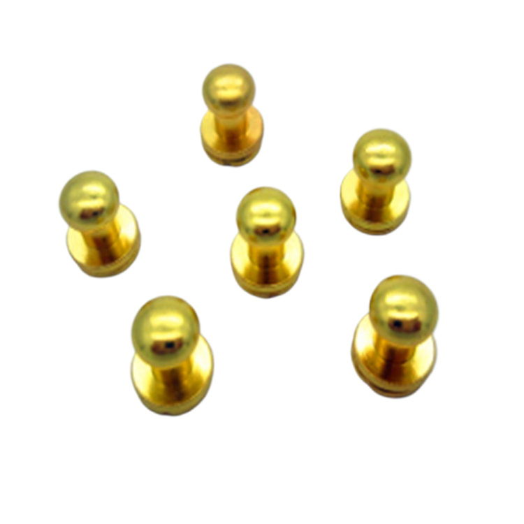 6mm round head gold solid brass leather button screwback stud