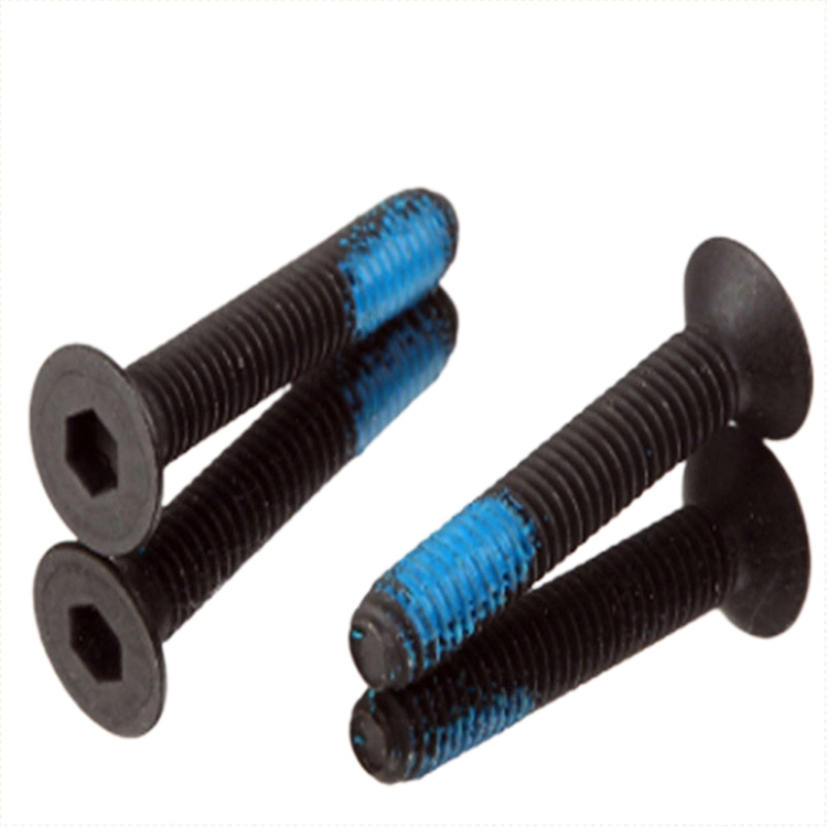 Black Stainless Steel Countersunk Head Socket Machine Screws na may patch na Nylon