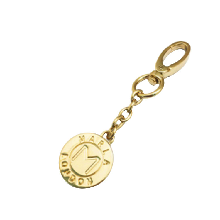 Bagong disenyo na ginintuang kulay metal na handbag logo plate bag logo chain