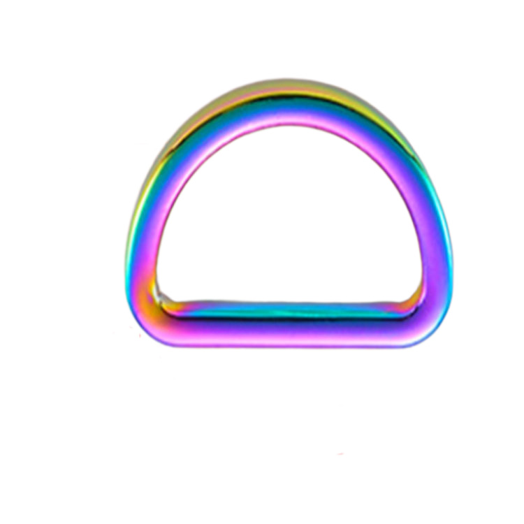 Rainbow color flat type metal D ring para sa handbag luggage