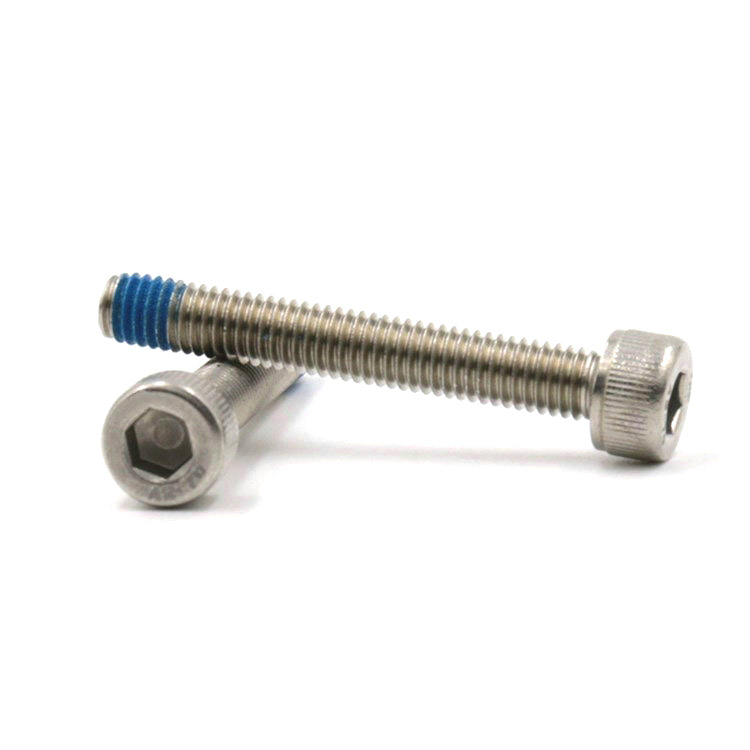Hindi kinakalawang na asero hexagon socket cup head screw na may asul na nylon patch