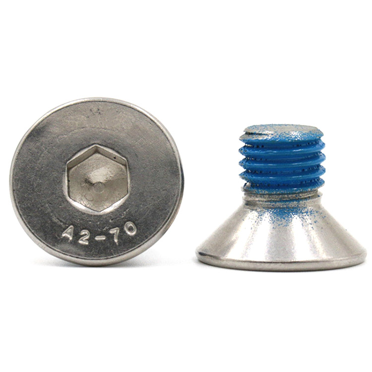 Hindi kinakalawang na asero countersunk head socket micro mini screws na may nylon patch
