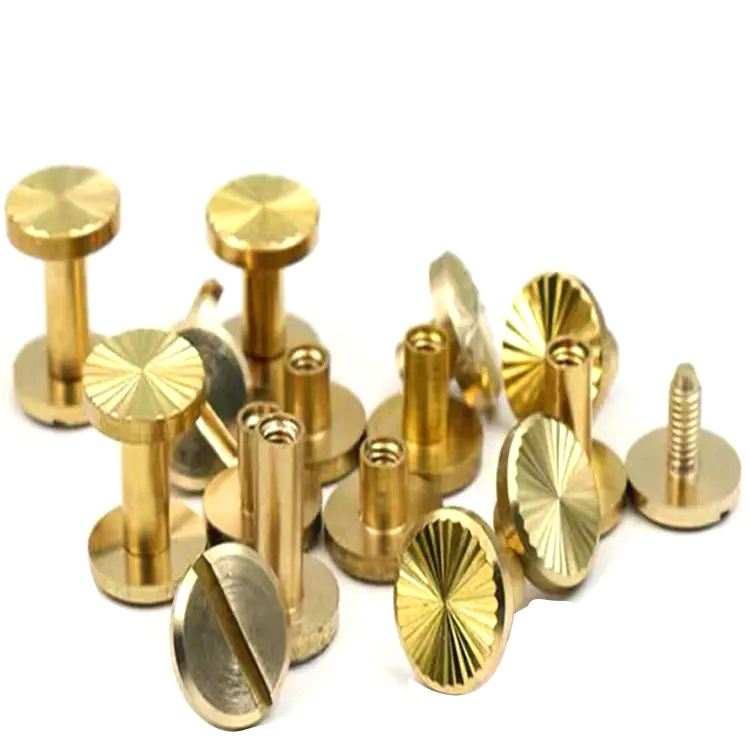2mm flat head brass chicago blinding post screw para sa leather