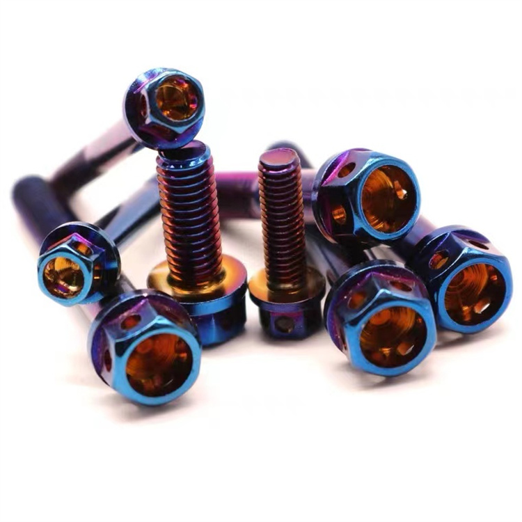 Customized burnt blue flange head m5 titanium bolt para sa motorsiklo