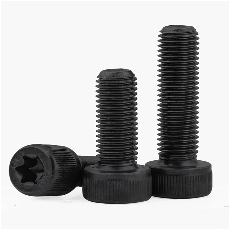 Grade 12.9 m6 black stainless steel knurled head torx screw