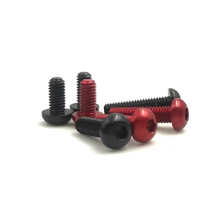 M2 aluminum button ulo machine thread maliit na itim na anodized turnilyo