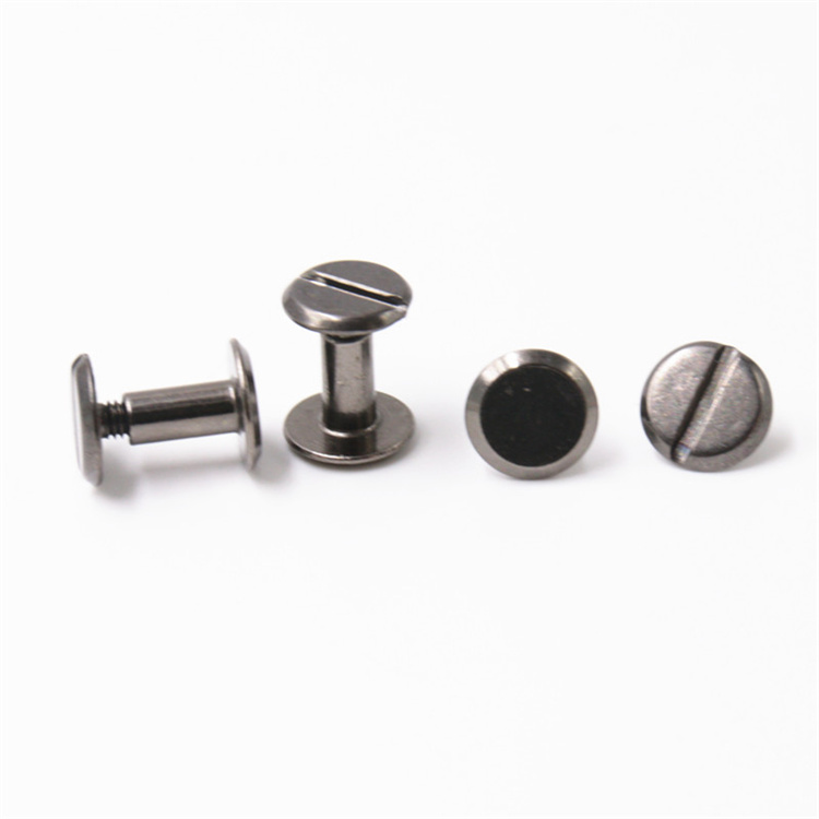 Hot sale m4 carbon steel gun metal binding post para sa katad