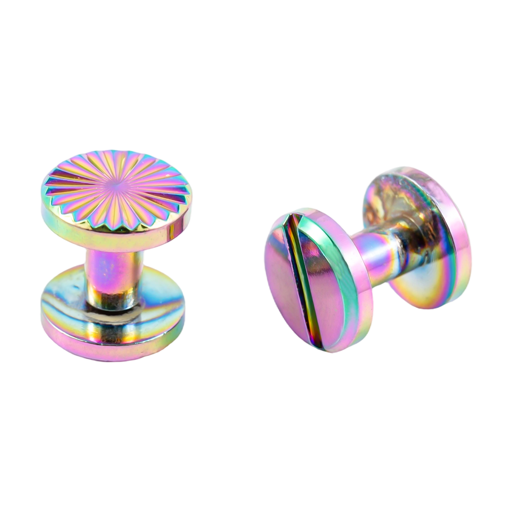 Customized rainbow color brass sunflower chicago screws para sa leather Customized rainbow color brass sunflower chicago screws para sa leather