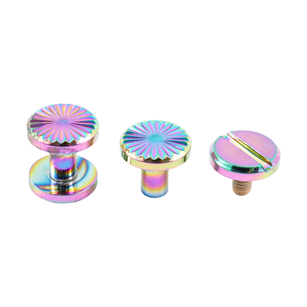 Customized rainbow color brass sunflower chicago screws para sa leather Customized rainbow color brass sunflower chicago screws para sa leather