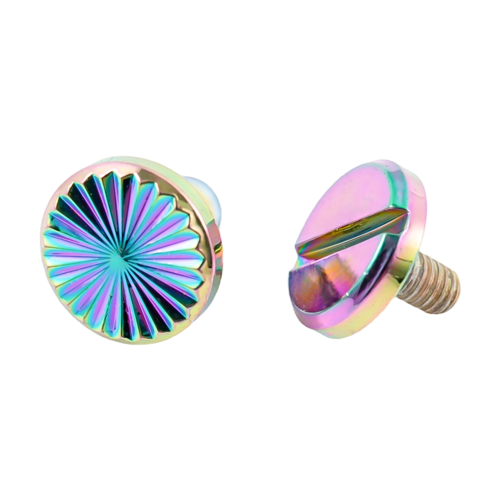 Customized rainbow color brass sunflower chicago screws para sa leather Customized rainbow color brass sunflower chicago screws para sa leather