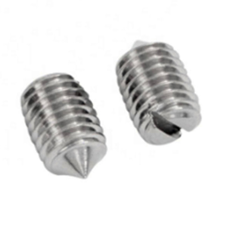 DIN553 304 316 hindi kinakalawang na asero cone point slotted set screw DIN553 304 316 hindi kinakalawang na asero cone point slotted set screw
