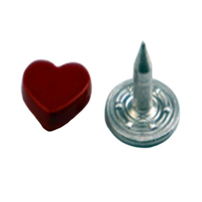 Hot sale heart shaped zinc alloy garment maong metal jeans rivet