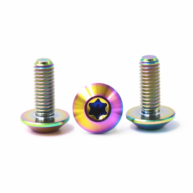 M6 rainbow color truss head titanium machine thread bike screw