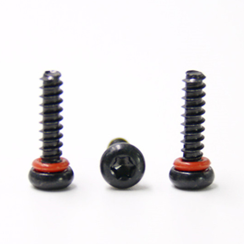 Black oxide m5 round head self tapping thread o ring screw