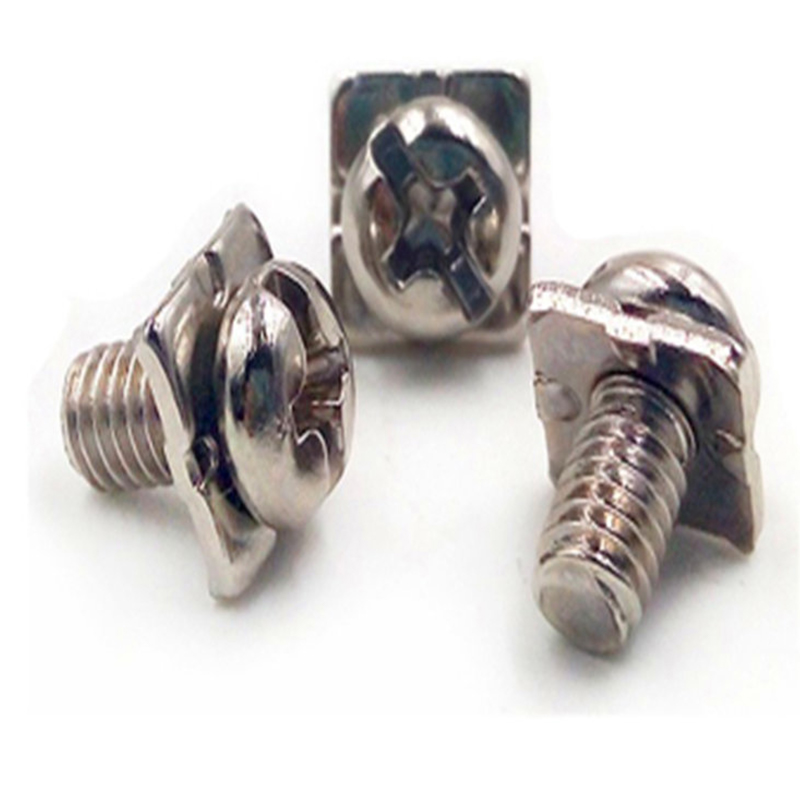 Silver stainless steel slotted cross set screw na may square washer Silver stainless steel slotted cross set screw na may square washer