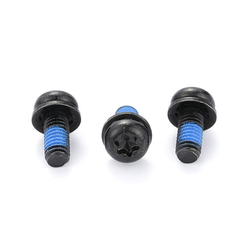 Black round head torx micro mini triple set screw na may patch na nylon Black round head torx micro mini triple set screw na may patch na nylon