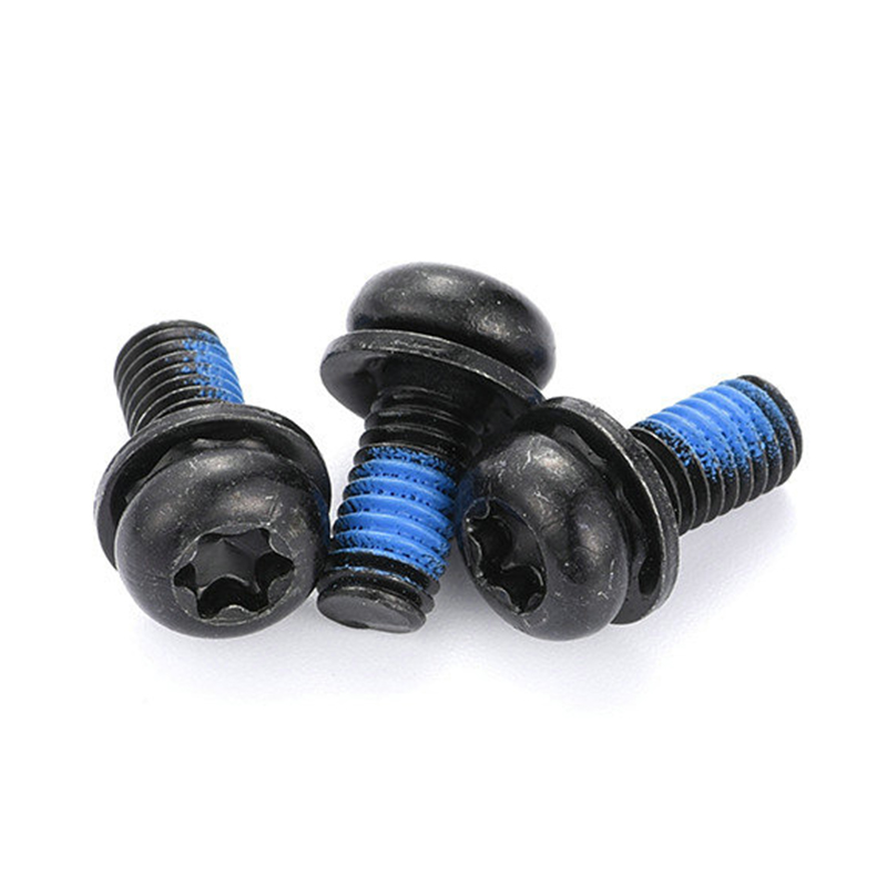 Black round head torx micro mini triple set screw na may patch na nylon Black round head torx micro mini triple set screw na may patch na nylon