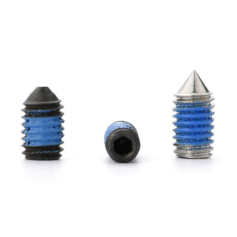 Hex socket cone point set screw na may patch na nylon