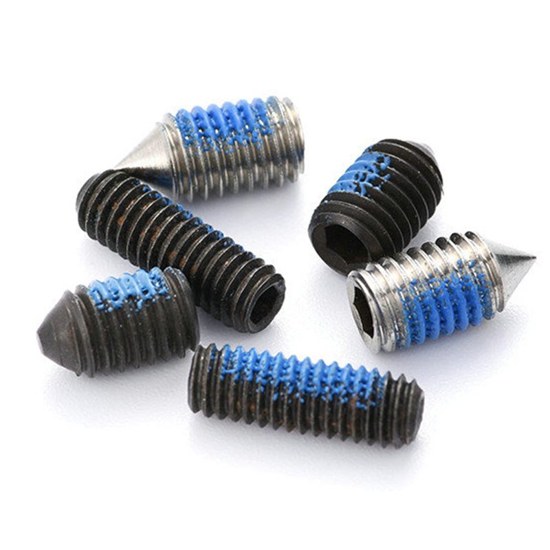 Hex socket cone point set screw na may patch na nylon Hex socket cone point set screw na may patch na nylon