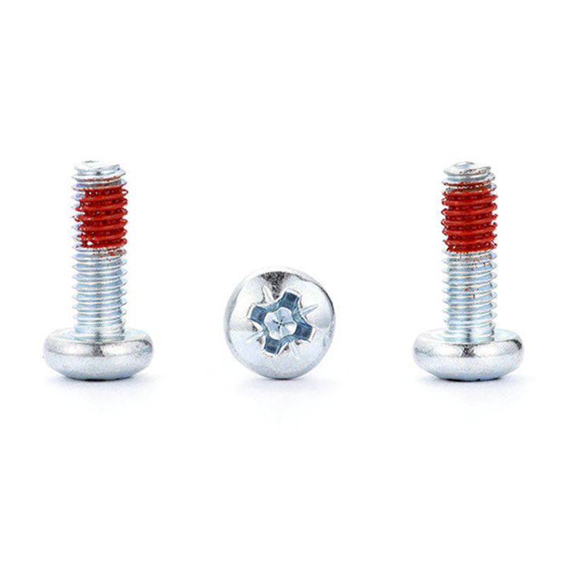 M3 Pan head Pozi driver machine Screw na may pulang nylon patch M3 Pan head Pozi driver machine Screw na may pulang nylon patch