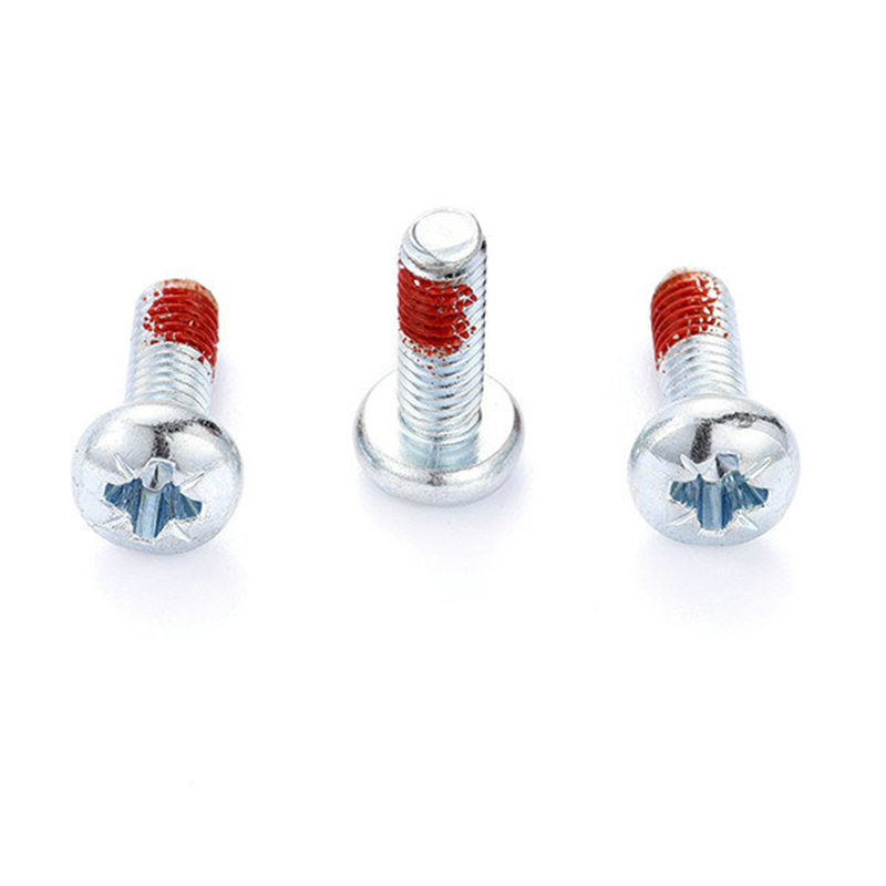 M3 Pan head Pozi driver machine Screw na may pulang nylon patch M3 Pan head Pozi driver machine Screw na may pulang nylon patch